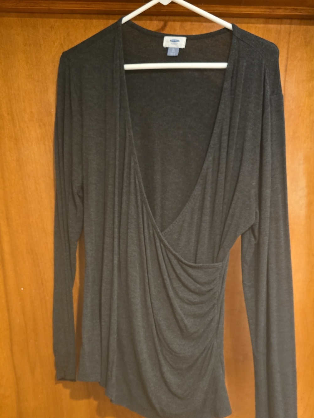 Old Navy Charcoal Draped Long-Sleeve V-Neck Top